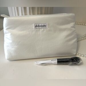 Philosophy White Bag cosmetics makeup bag clutch NWT